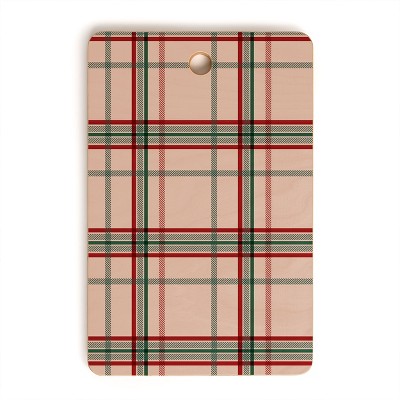 Emanuela Carratoni Tartan Theme on Pink Cutting Board Rectangle -Deny Designs