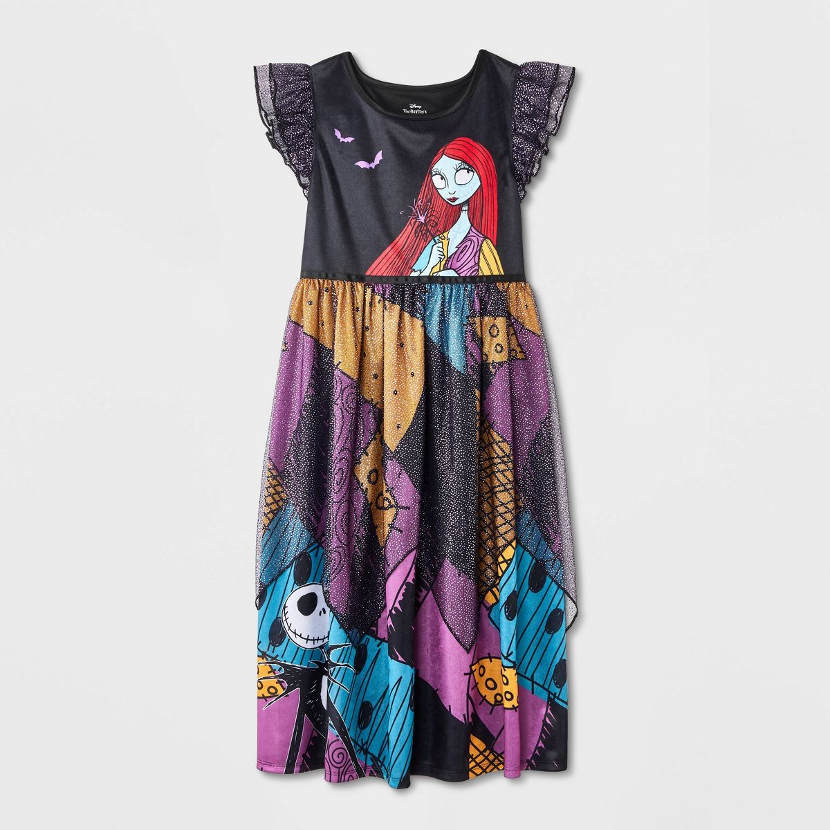 Girls' Nightmare Before Christmas Halloween NightGown - Black