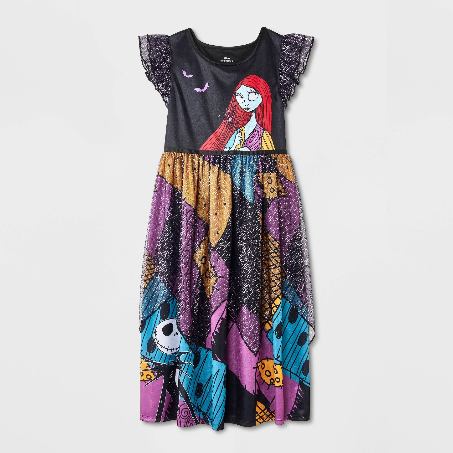 Girls' Nightmare Before Christmas Halloween NightGown - Black