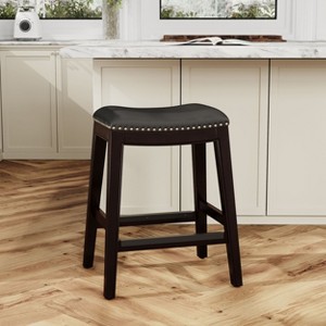 NicBex 24"/32" Bar Stools Set of 2,Counter Height Bar Stools with Nailhead Trim,Bonded Leather Stools for Kitchen Counter & Dining - 1 of 4