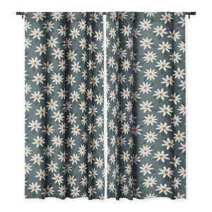 Avenie Boho Daisies In Midnight Sky Set of 2 Panel Blackout Window Curtain - Deny Designs - 1 of 4