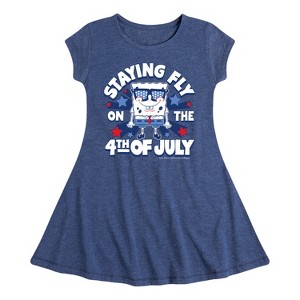 Girls' - SpongeBob SquarePants - Fly on the 4th of July Fit & Flair Cap Sleeve Dress - 1 of 3