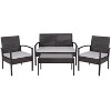 Emma and Oliver 4 Piece Black Patio Set with Steel Frame and Gray Cushions - 2 of 2