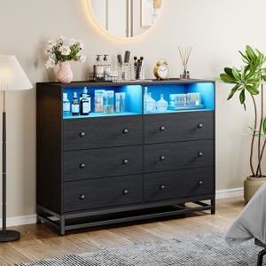 Nasitip 47.24'' Wide Dresser for Bedroom, 6 Drawer Modern Large Capacity Storage Cabinet Chests of Drawers & Wood Dressers Closet - 1 of 4
