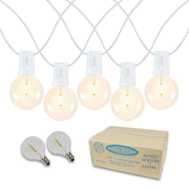 Novelty Lights Warm White LED G50 Globe Plastic Shatterproof Outdoor Patio String Lights, 1 of 9