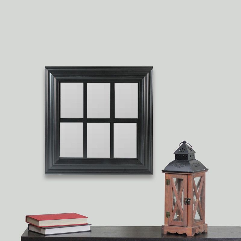 Northlight 17" Black Contemporary Square Windowpane Wall Mirror, 2 of 4