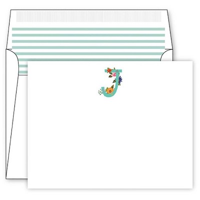 10ct Die -Cut Social Set Vintage Floral Monogram - J