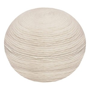 Moti Ellis Ivory Wool Ottoman Pouf with Polyester Fill Ivory 20"D x 20"W x 14"H - 1 of 4