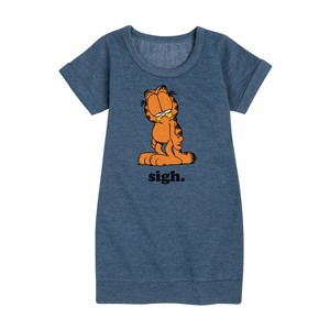 - Garfield - Sigh Graphic Short Sleeve Fleece Dress - 1 of 3