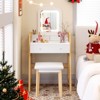 Infans Vanity Desk Set with Mirror 3-Color LED Lights Drawers Solid Pine Wood Legs - 3 of 4