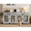71 Inch Dog Crate Furniture, Wooden Double Crate Large Breed with Door, Dog Kennel Indoor, TV Stand End Table with Divider for Large Medium Dogs - 4 of 4