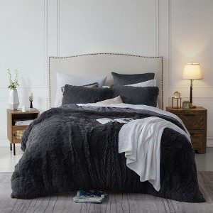 3 Piece Faux Fur Duvet Cover Set Soft and Fluffy Crystal Velvet Bedding by Sweet Home Collection® - 1 of 3