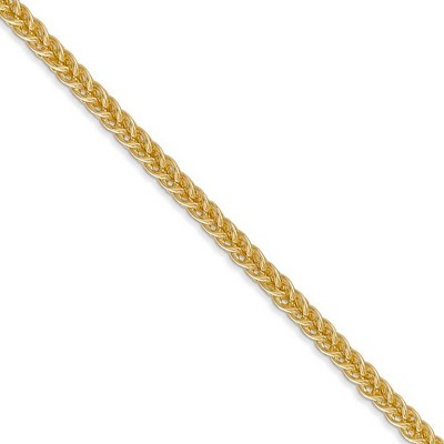 Black Bow Jewelry 2.6mm, 14k Yellow Gold, Hollow Wheat Chain Necklace