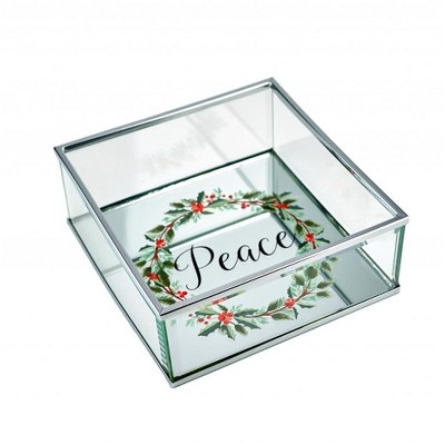 HomeRoots 6" Silver Glass Christmas Vanity Tray