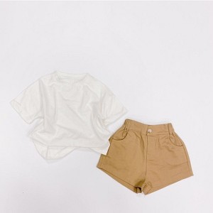MyKids-USA Baby Boy And Girl Solid Color Basic Denim Shorts With Pockets In Summer - 1 of 4