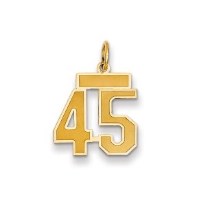 Black Bow Jewelry 14k Yellow Gold, Jersey Collection, Small Number 45 Pendant - 1 of 2