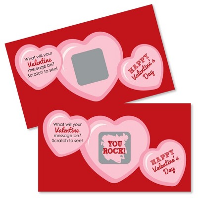 Big Dot of Happiness Conversation Hearts - Scratch Off Valentine's Day Cards - 22 Count