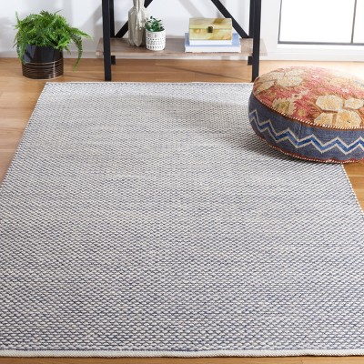 Navy Handwoven Wool 8' x 10' Rectangular Area Rug