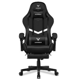 LUCKRACER Adjustable Reclining Ergonomic Faux Leather Swiveling PC & Racing Game Chair with Footrest - 1 of 4