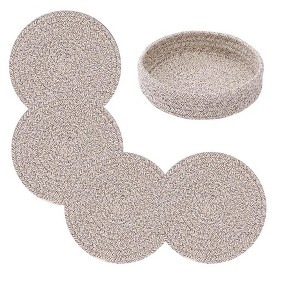 Itopfox Cotton Trivets for Hot Dishes and Pots, Set of 4 with Storage Basket, Heat Resistant Table Protector Mats for Kitchen Countertops & Tables - 1 of 4