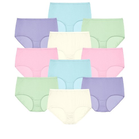 Comfort Choice Women's Plus Size Cotton Brief 10-pack, 8 - Pastel