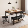 Dining Table with Benches, Kitchen Table Set for 4, Metal and Wood Dining Table Set for 4 with Storage for Small Space - 2 of 4