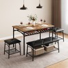 Dining Table with Benches, Kitchen Table Set for 4, Metal and Wood Dining Table Set for 4 with Storage for Small Space - image 2 of 4