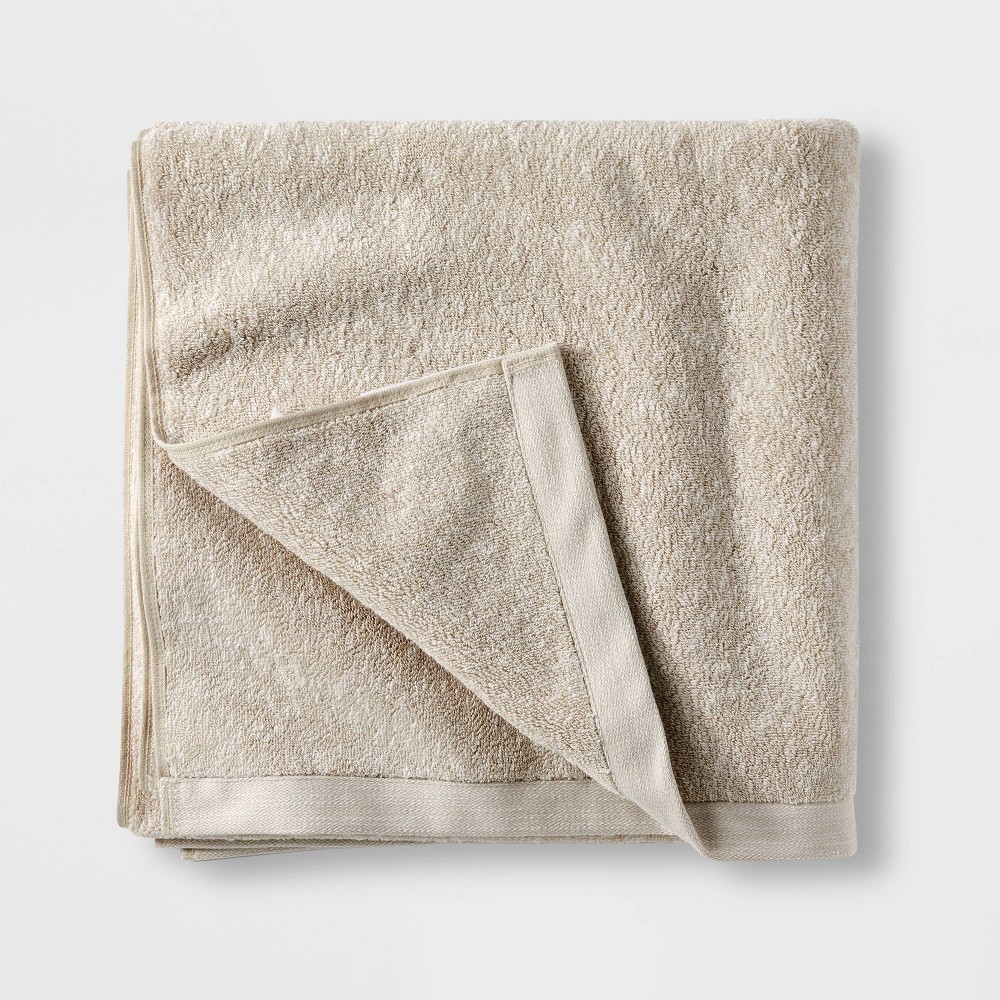 Slub Accent Organic Bath Towel Sand - Casaluna™: Heavyweight Jacquard, Low Lint, Fade-Resistant
