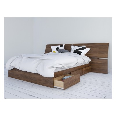 Alibi Storage Bed and Headboard Set Queen Walnut - Nexera