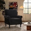Beautyolove Dark Teal Chenille Upholstered Wood Frame Accent Chair Armchair with Turned Legs and Tufted Rolled Armrests - 2 of 4