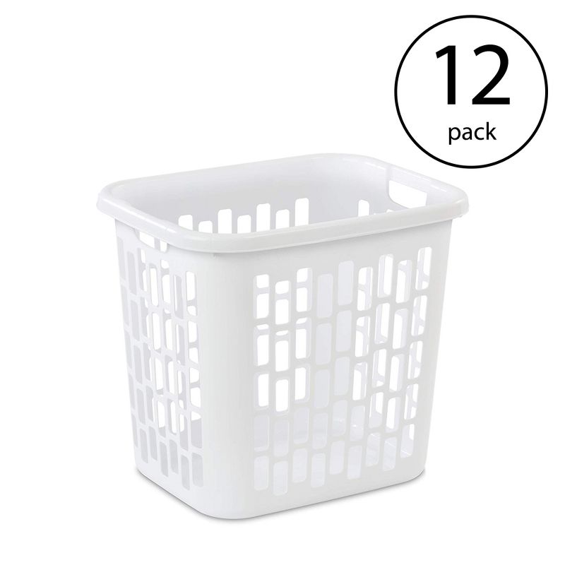 Sterilite Ultra Easy Carry Plastic Dirty Clothes Laundry Basket Hamper with Integrated Handles and Ventilation Holes, White (12 Pack), 2 of 4