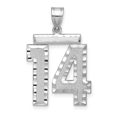 Black Bow Jewelry 14k White Gold, Varsity Collection, Large D/C Pendant, Number 14
