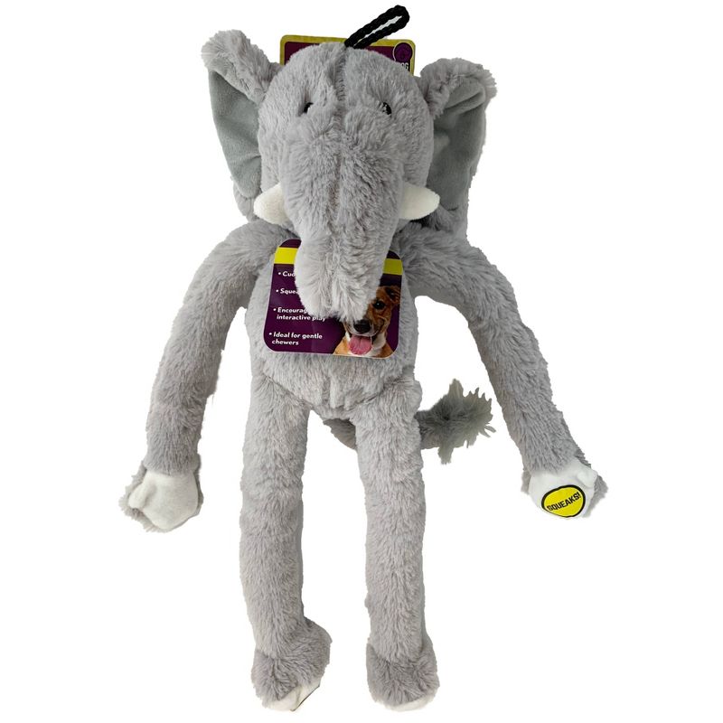 Multipet Swingin Safari Elephant Plush Dog Toy - Gray - L - 19&#34;, 2 of 4