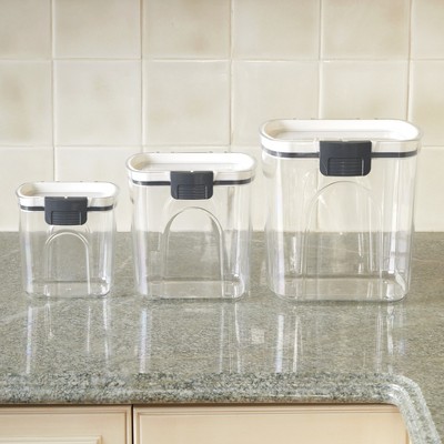 Lakeside Air Tight Locking Lid Plastic Canisters for Food Storage - Set of 3