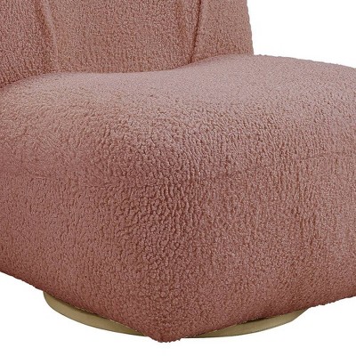 Swivel Luxe Accent Chair in Brown Polyester with Gold Legs