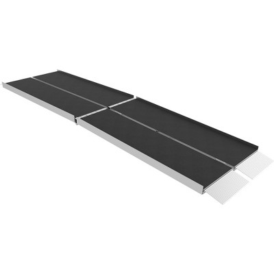 EZ-ACCESS SUITCASE Trifold Portable Aluminum Folding Ramp with Applied Surface That Resists Slips and Self Adjusting Bottom Transition Plates