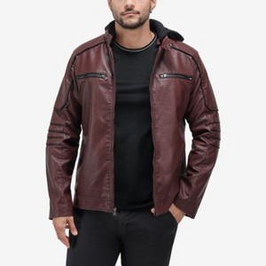 X RAY Mens Motorcycle PU Leather Jacket With Faux Shearing Lining - 1 of 4