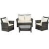 CAVINAS 4 Pieces Patio Outdoor Seating Sets, Garden Rattan Chair Wicker Set, Poolside Lawn Chairs with Tempered Glass Coffee Table, Light Gray - 4 of 4