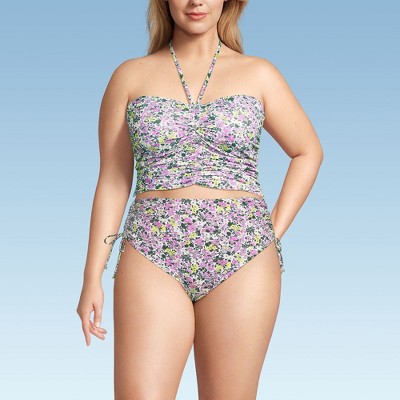Lands' End Womens Ruched Halter Tankini Top