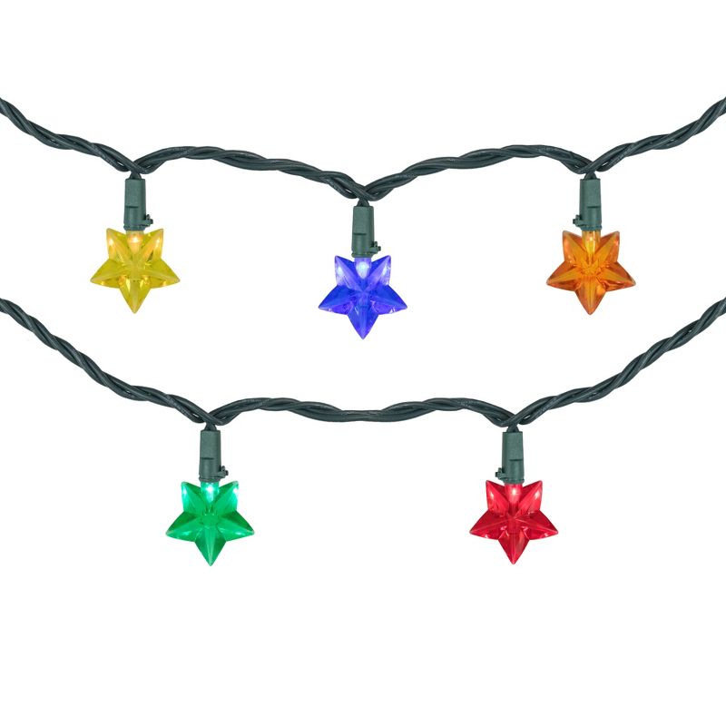 Northlight 20-Count Multi-Colored Star Shaped LED Christmas Light Set- 4.5ft, Green Wire, 1 of 7
