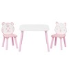 APRILSOUL 23.62 inch Wide Kids Table and Chair Set, 3-Piece Wooden Toddler Desk with Animal Backrest, Activity Table for Drawing Learning Playroom - 4 of 4