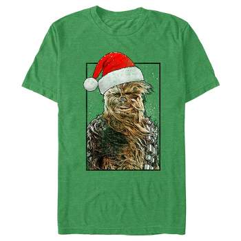 Men's Star Wars Christmas Chewbacca Santa Hat Portrait T-Shirt