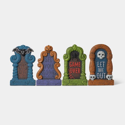 4pk Multicolored Foam Halloween Decorative Tombstone Set - Hyde ...