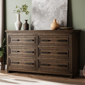 Farmhouse 8 Drawer Dresser for Bedroom, Rustic Wood Chest of Drawers, Large Storage Organizer for Closet, Living Room, Hallway - 1 of 4