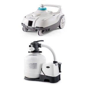 Intex ZX100 Automatic Pressure Side Swimming Pool Cleaner with 26679EG 2,150-GPH 16" Krystal Clear Saltwater System and Sand Filter Pump - 1 of 4