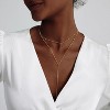 Lariat Gold Necklace for Women: Dainty 14K Gold Plated/Silver Y-Shaped Beaded Drop Chain, Trendy Gift - 2 of 4