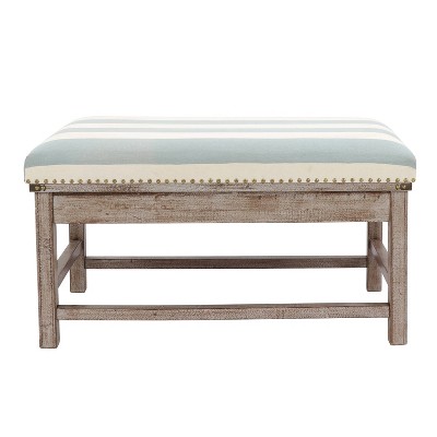 Farley Upholstered Weathered Ottoman Driftwood - Décor Therapy