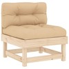 vidaXL Brown Natural Pine Wooden Mid Sofas with Beige Cushions, 2 pcs - 4 of 4