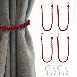 Unique Bargains Handmade Woven Braided Metal Screw Hooks Curtain Tiebacks - 1 of 4