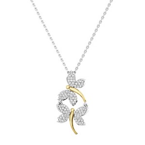 GILDED 1/10 or 1/4 Ctw Lab Grown Diamond Animal & Critter Pendant Necklaces in 925 Sterling Silver or 14KT Gold Plated, 18" Chain - 1 of 4